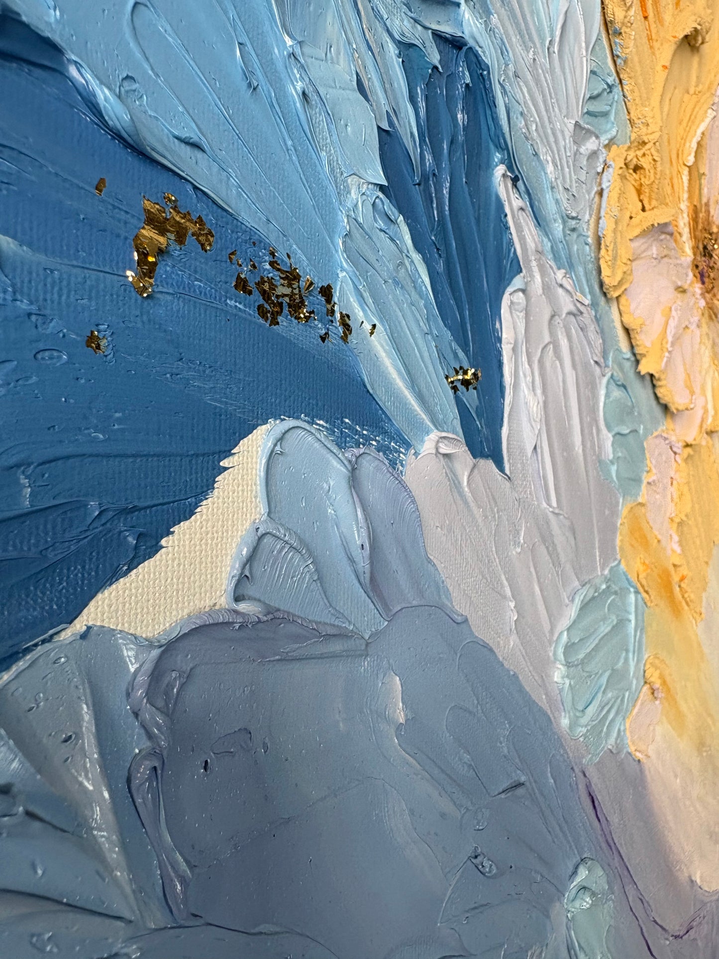 One Of A Kind Original Oil painted | 3D Floral Portrait Impasto Painting 19.7 × 27.5 in