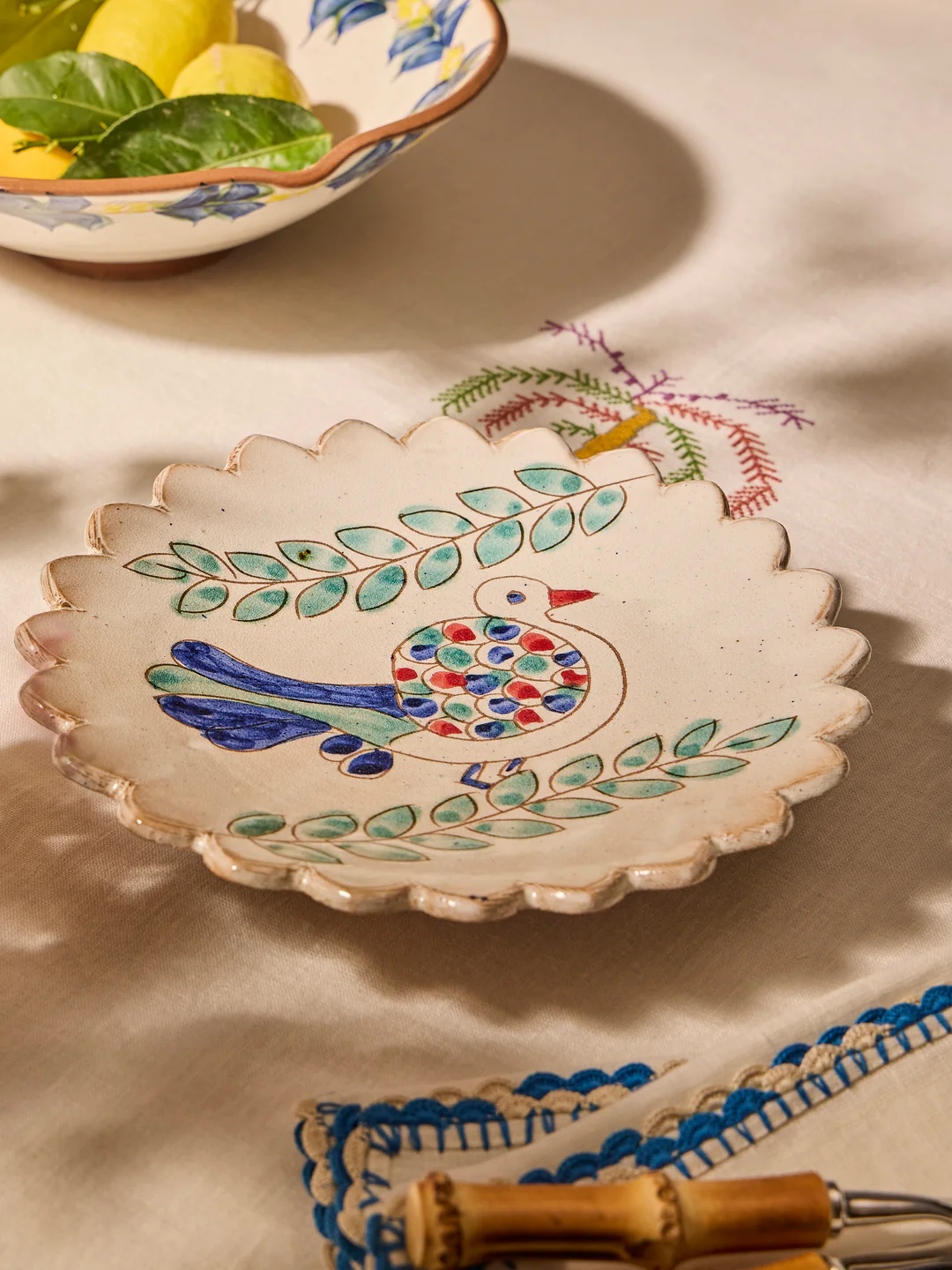 Anut Cairo Chirpy Hand-Painted Ceramic Cake Plate