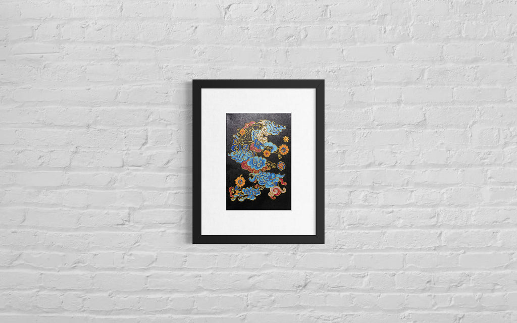 Original Hand-Painted Dunhuang Cloud Painting | Gold Line Art | Luxury Oriental Wall Decor | One-of-a-Kind Artwork