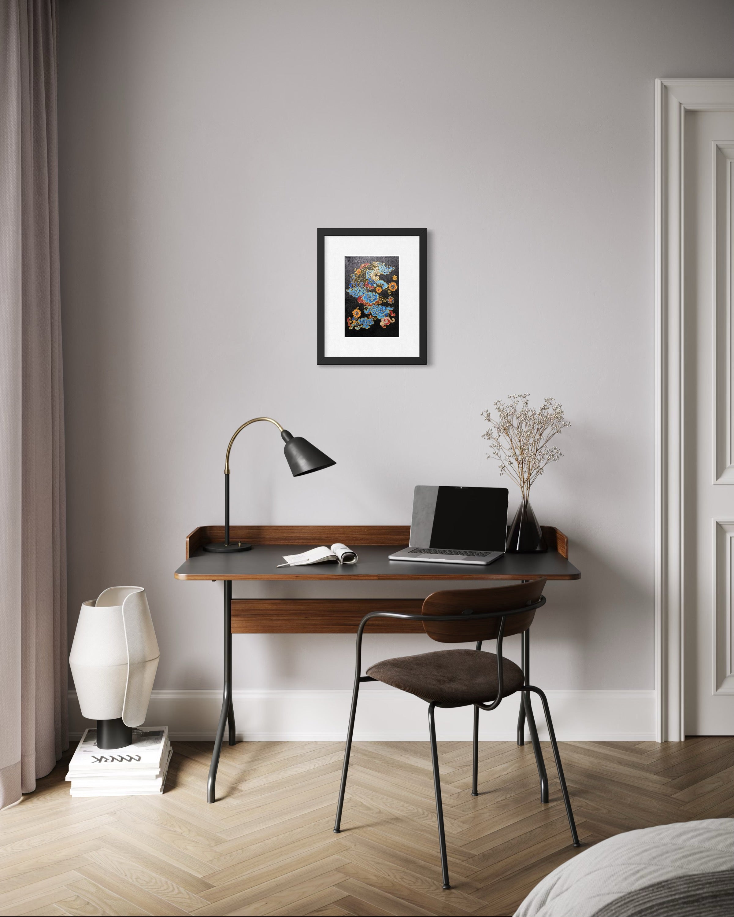 Original Hand-Painted Dunhuang Cloud Painting | Gold Line Art | Luxury Oriental Wall Decor | One-of-a-Kind Artwork