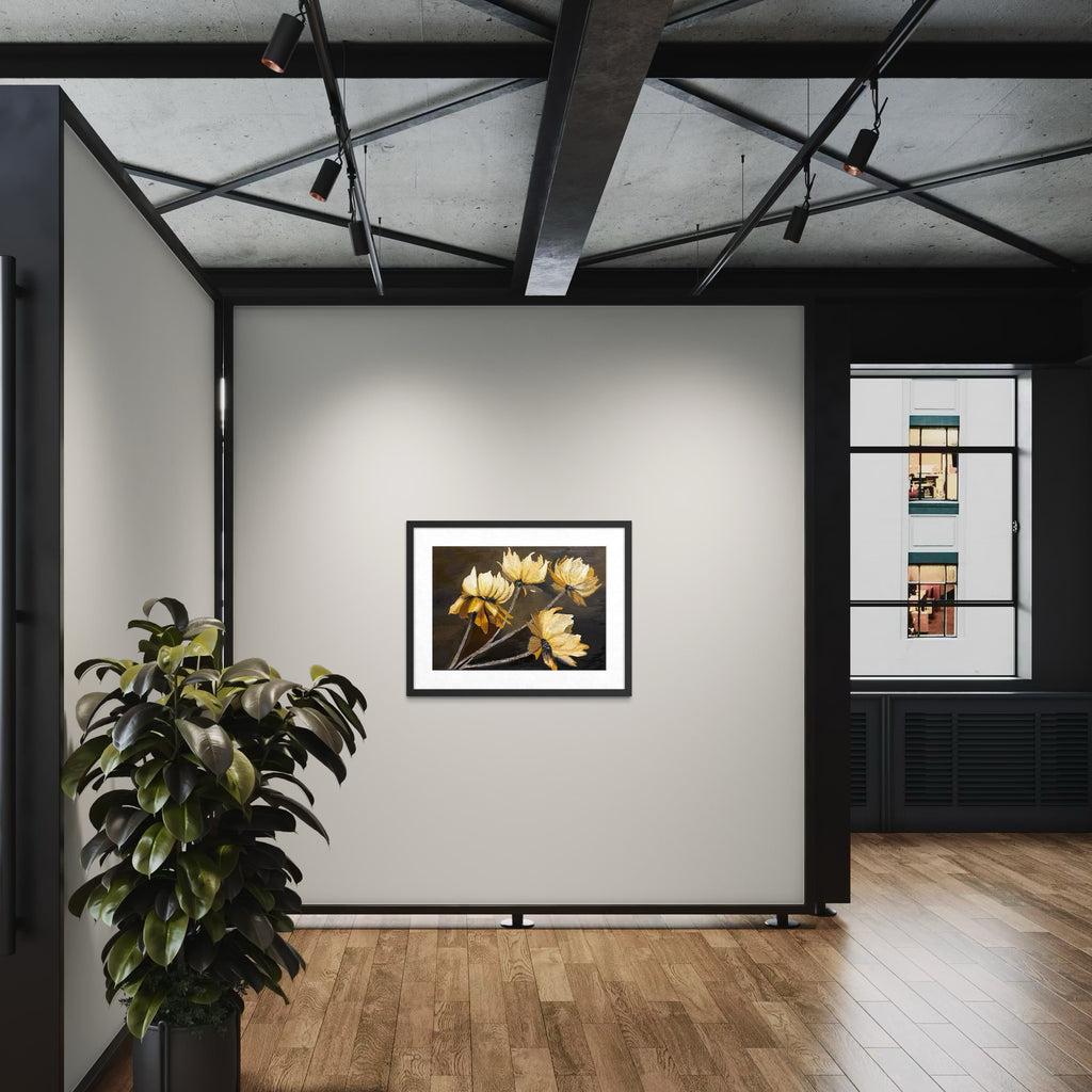 One Of A Kind 3D Floral Impasto Oil Painting | Textured Golden Flower Art Series 1