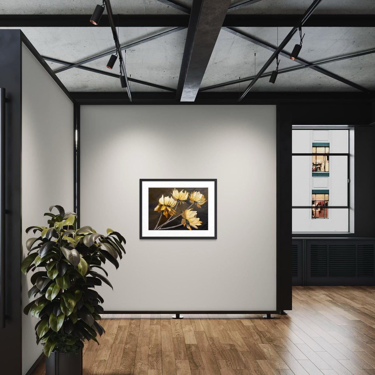 One Of A Kind 3D Floral Impasto Oil Painting | Textured Golden Flower Art Series 1