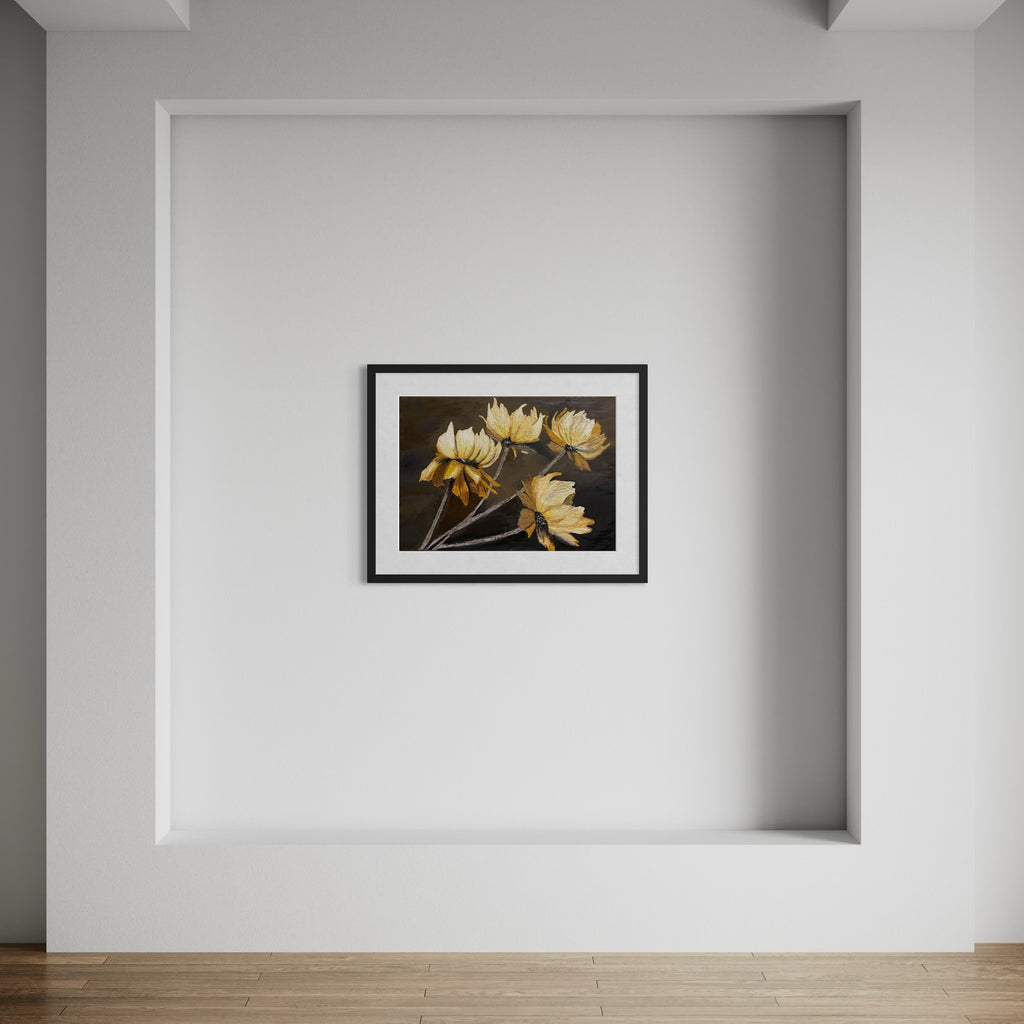One Of A Kind 3D Floral Impasto Oil Painting | Textured Golden Flower Art Series 1