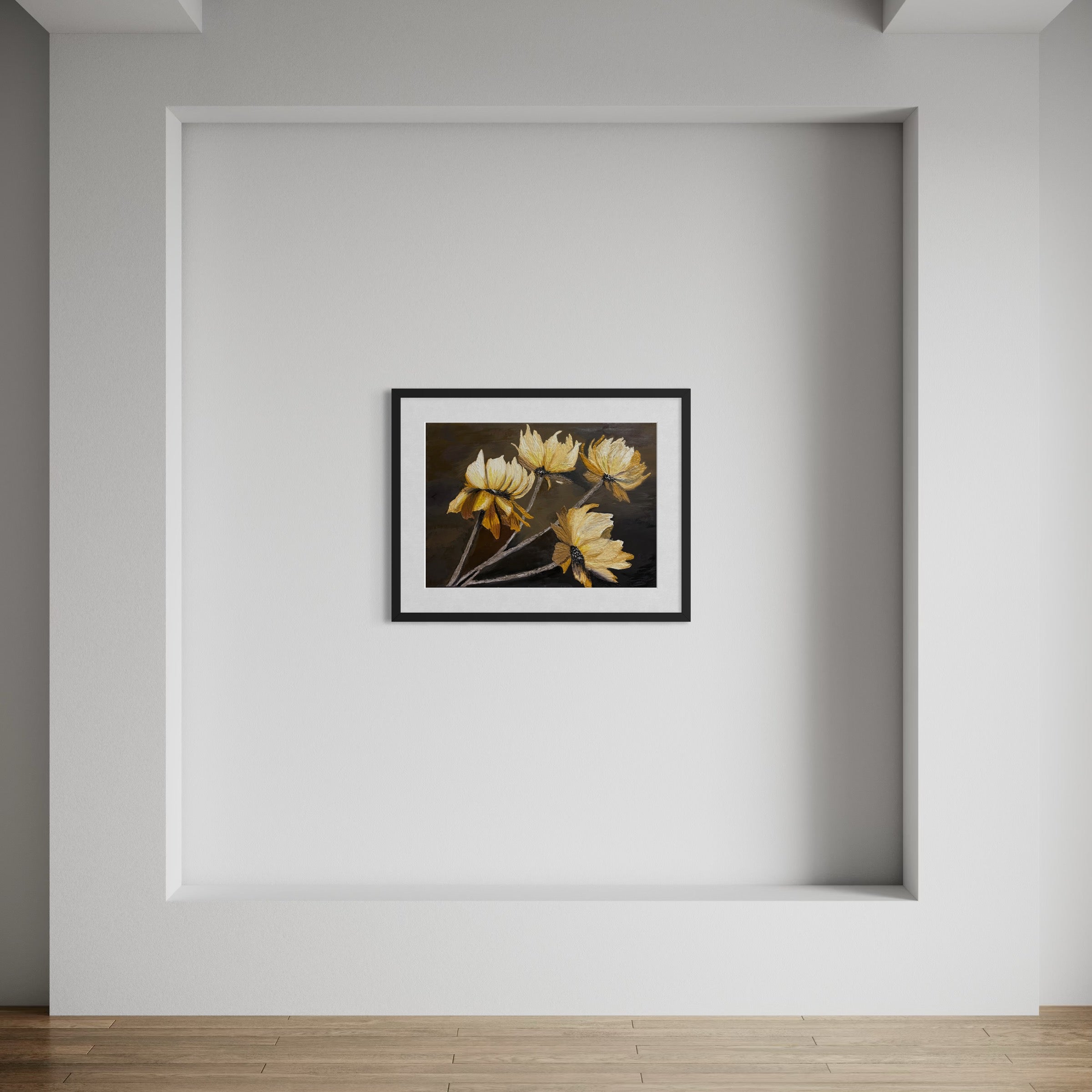 One Of A Kind 3D Floral Impasto Oil Painting | Textured Golden Flower Art Series 1