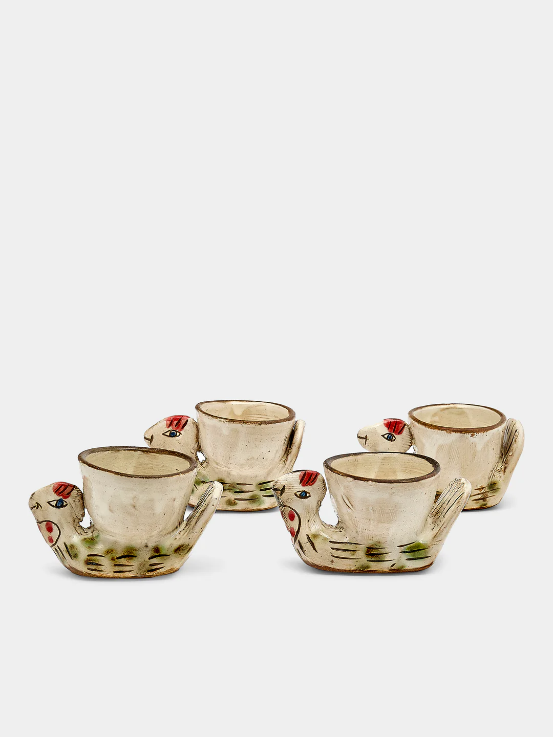Anut Cairo Chicken Hand-Painted Ceramic Egg Cups (Set of 4)