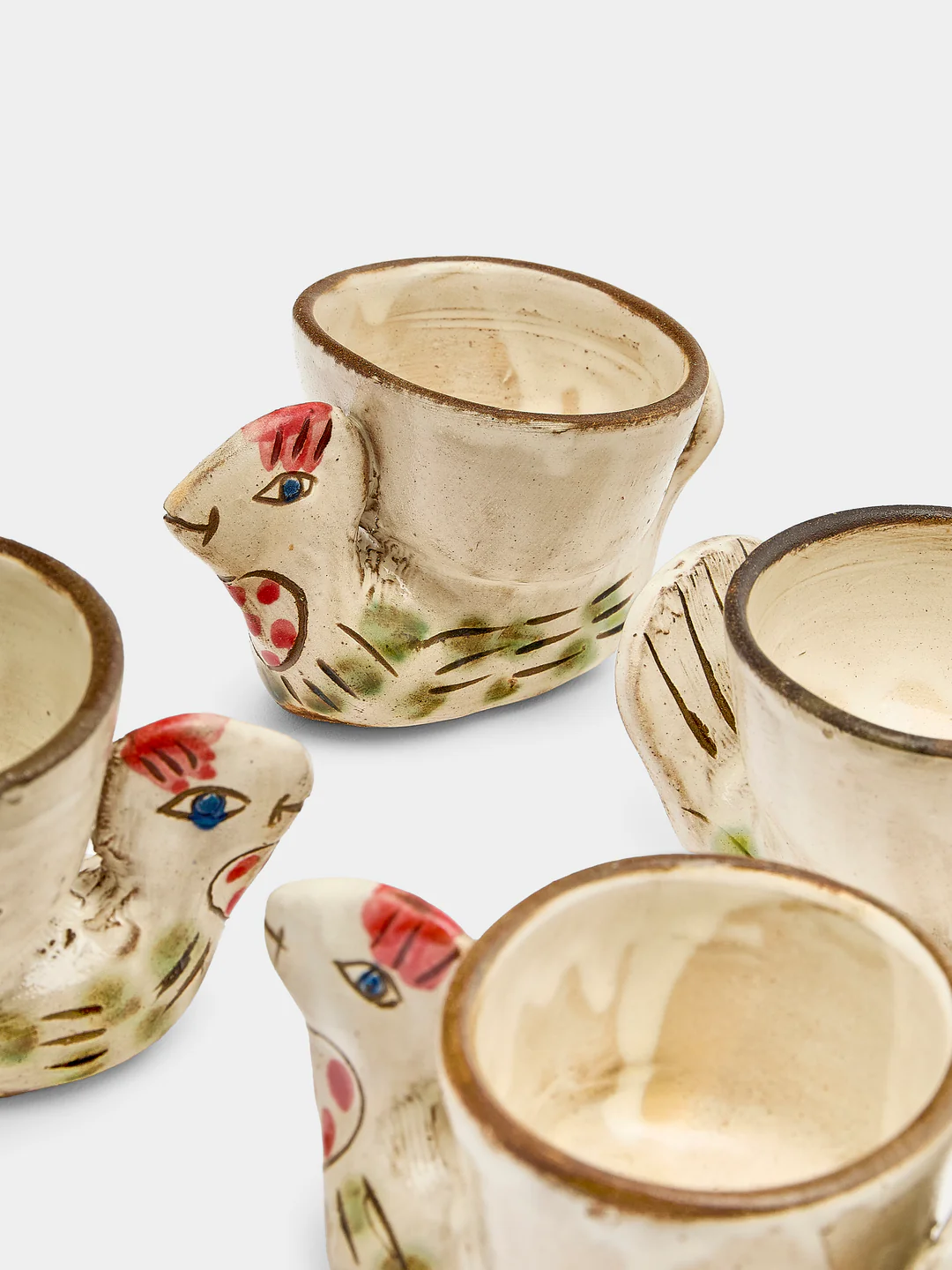Anut Cairo Chicken Hand-Painted Ceramic Egg Cups (Set of 4)