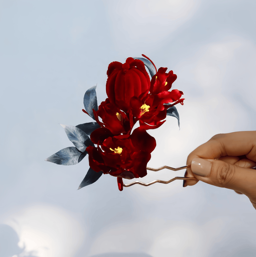 Handcrafted Heritage Pomegranate Blossom U-Shaped Hair Pin