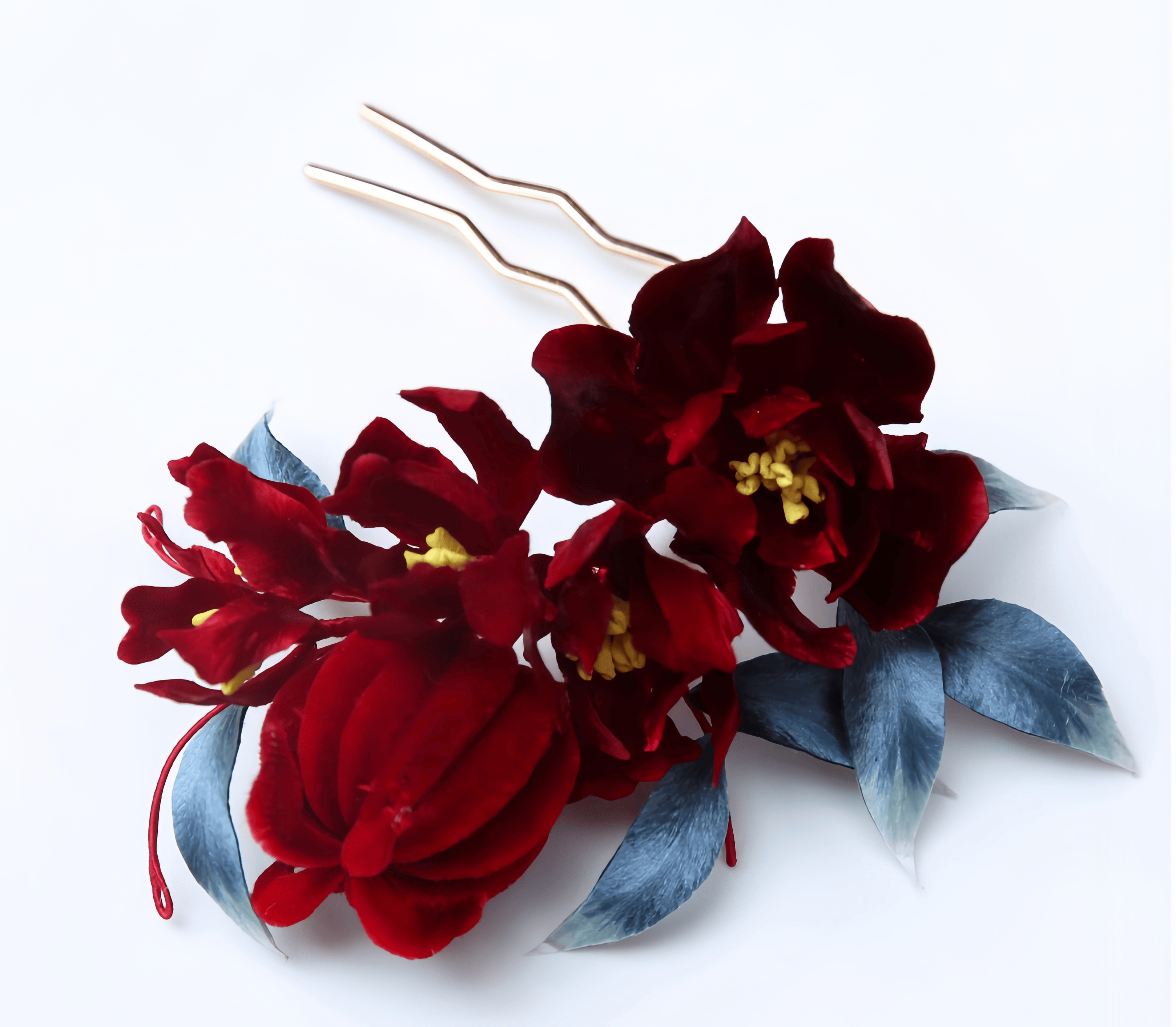 Handcrafted Heritage Pomegranate Blossom U-Shaped Hair Pin