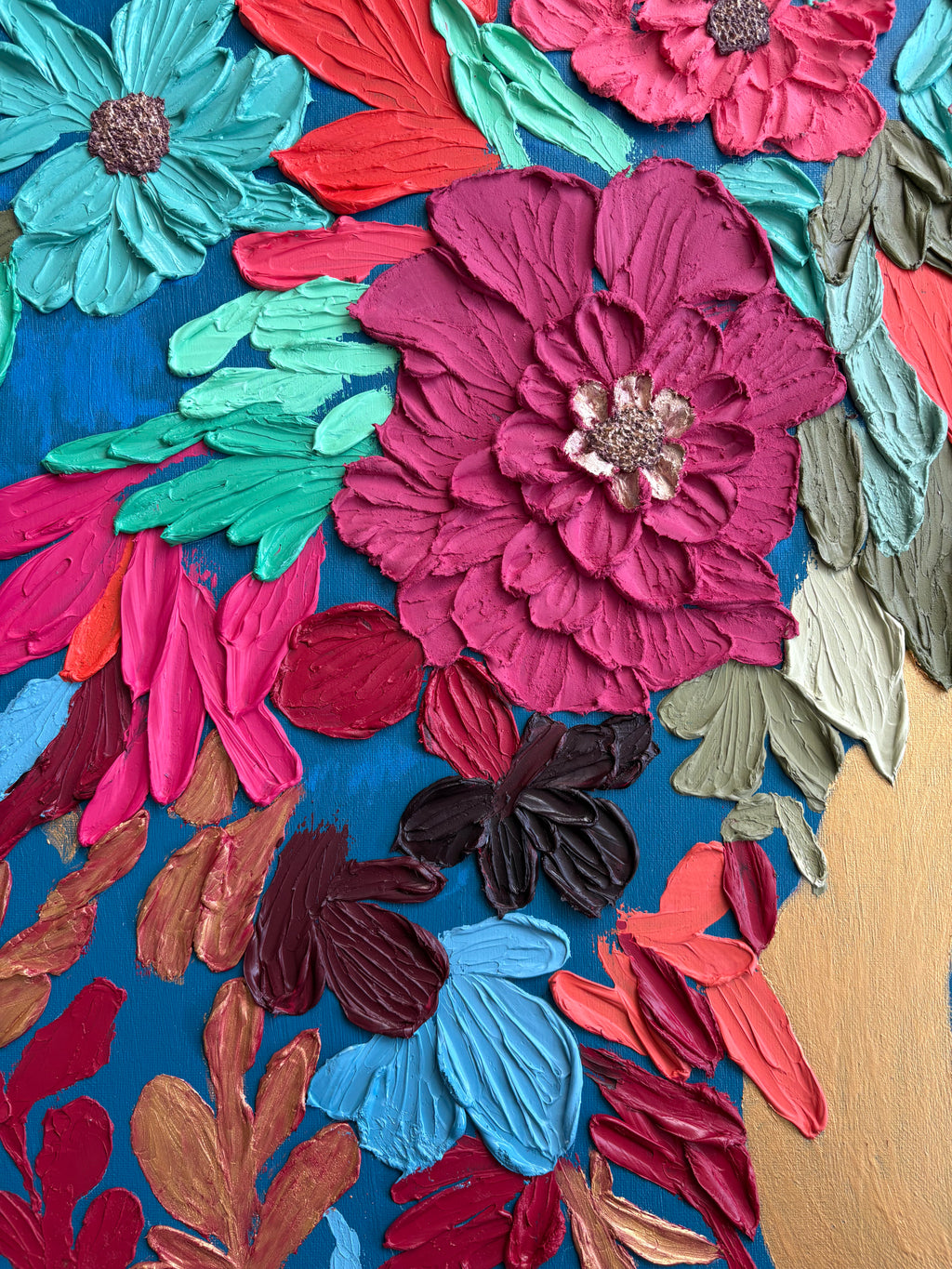 One Of A Kind Original Oil painted | Textured Palette Knife Art | Abstract Flower Woman