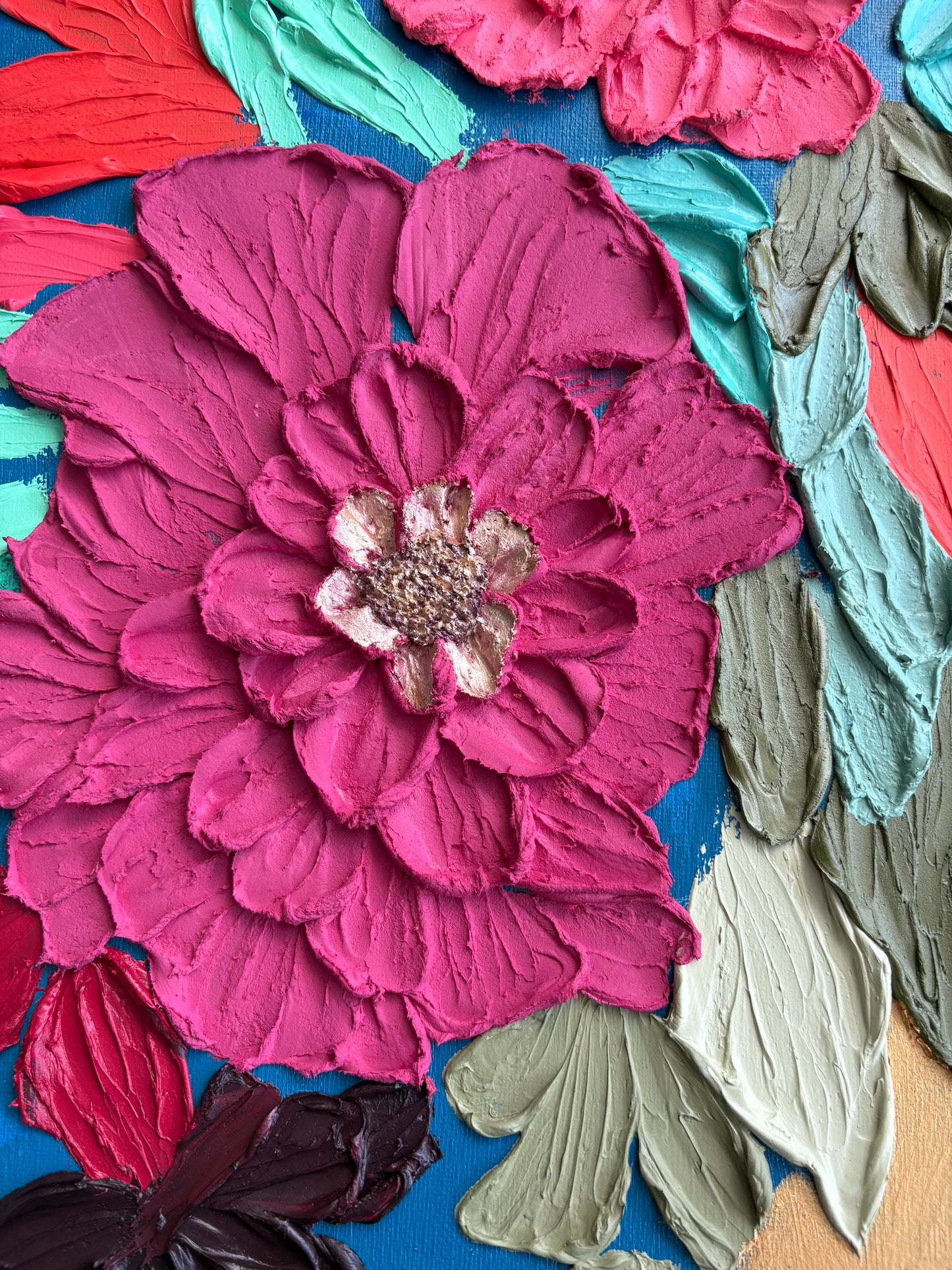 One Of A Kind Original Oil painted | Textured Palette Knife Art | Abstract Flower Woman