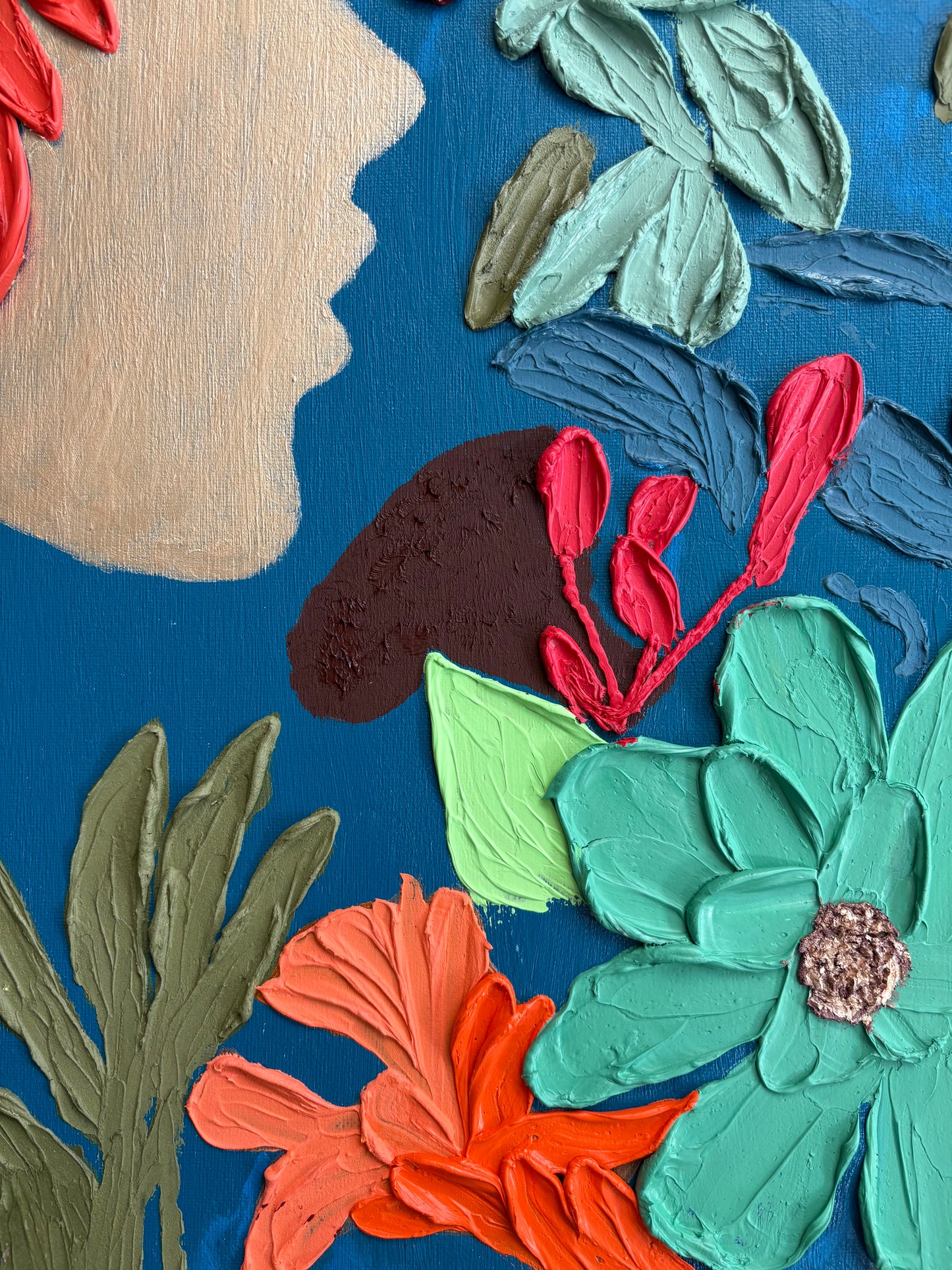 One Of A Kind Original Oil painted | Textured Palette Knife Art | Abstract Flower Woman