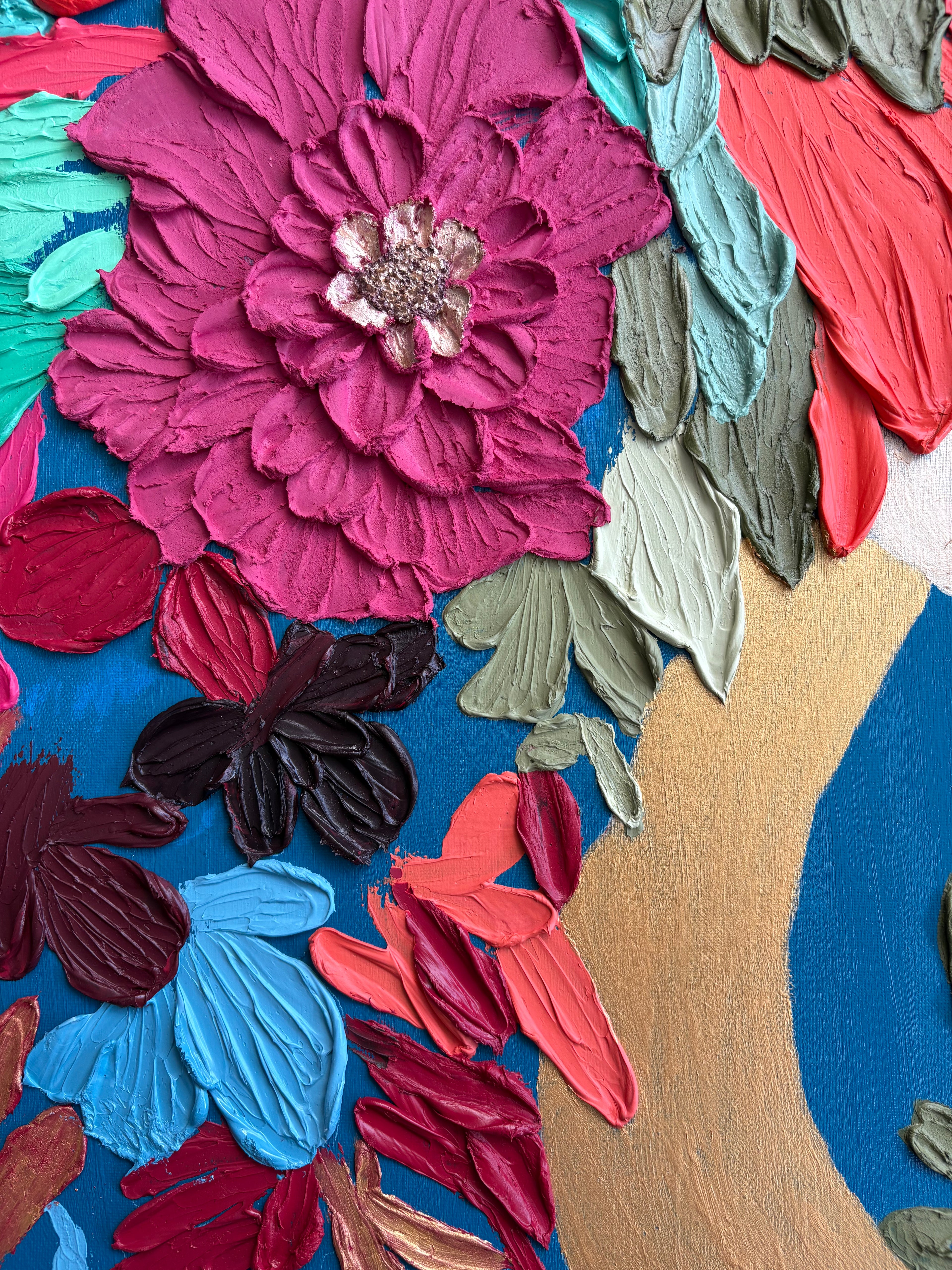 One Of A Kind Original Oil painted | Textured Palette Knife Art | Abstract Flower Woman