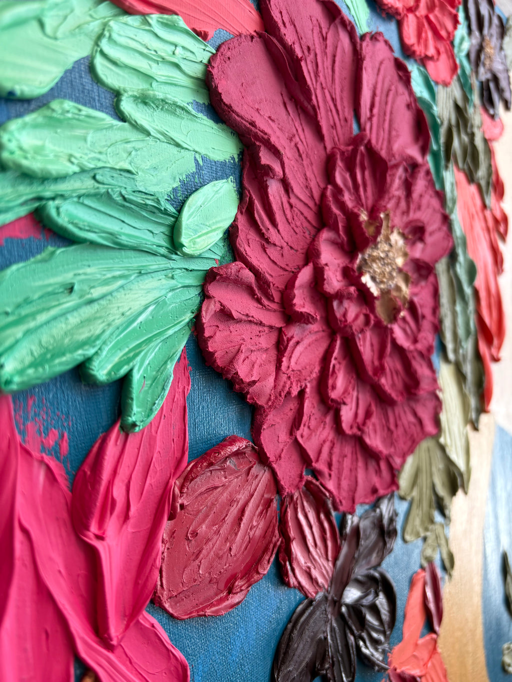 One Of A Kind Original Oil painted | Textured Palette Knife Art | Abstract Flower Woman