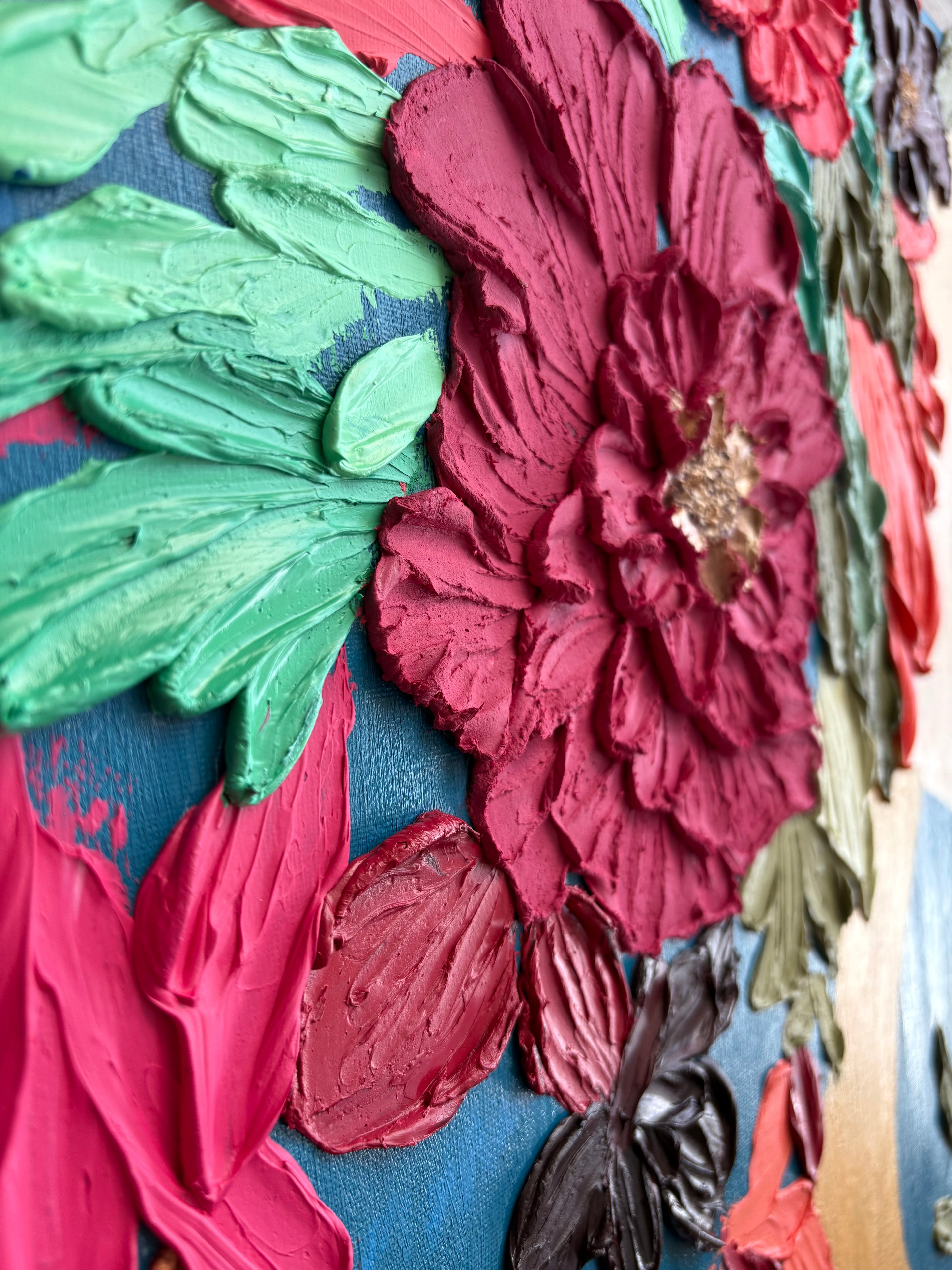 One Of A Kind Original Oil painted | Textured Palette Knife Art | Abstract Flower Woman