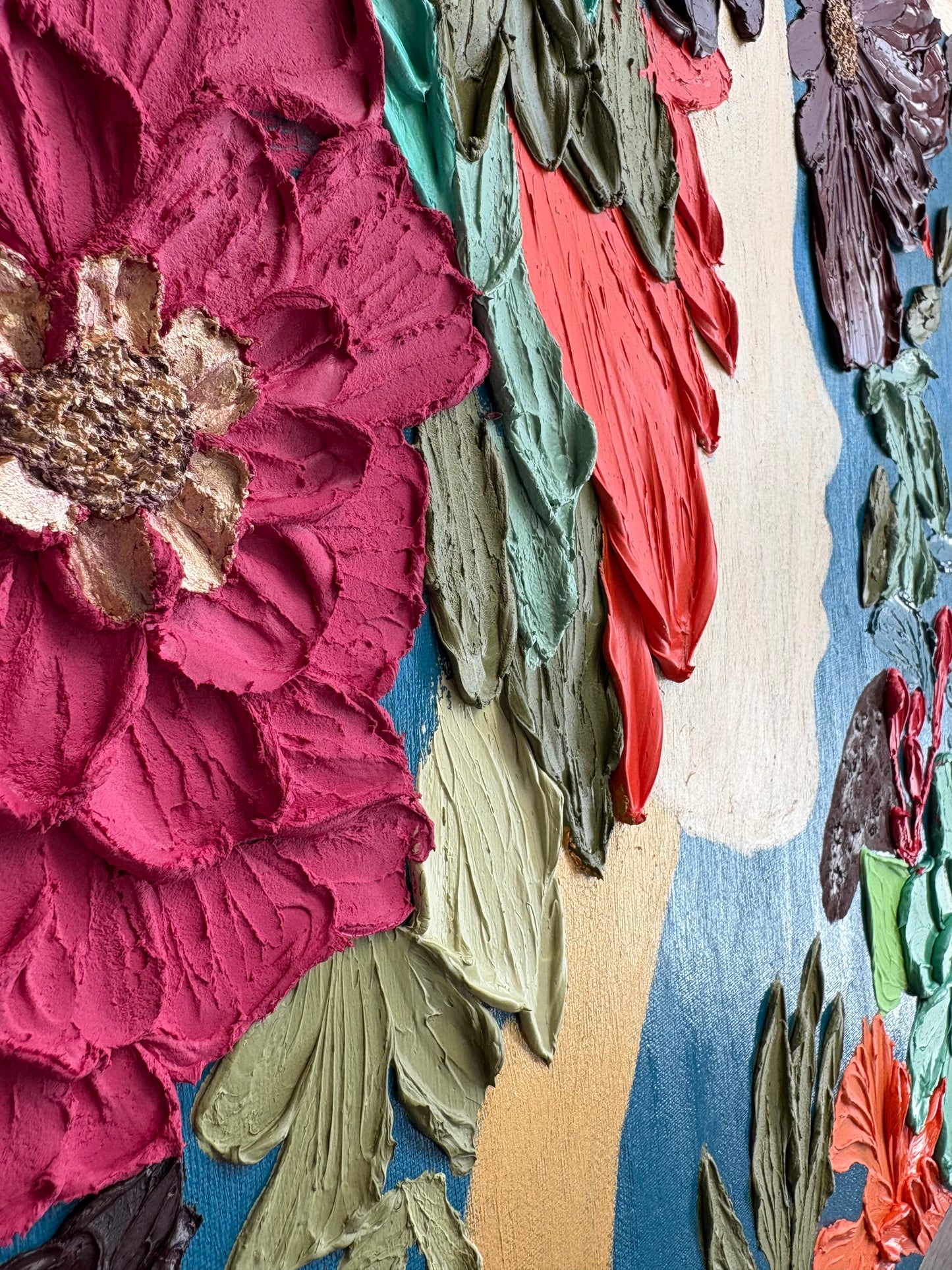 One Of A Kind Original Oil painted | Textured Palette Knife Art | Abstract Flower Woman