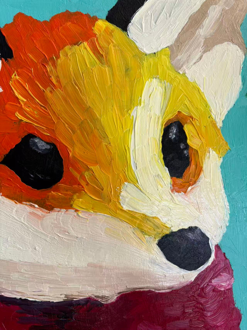 Christmas Fox Oil Painting | Impasto Palette Knife Art EternaArteCo
