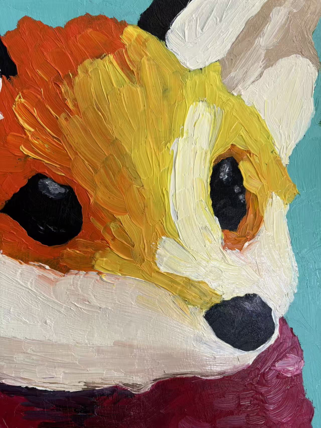 Christmas Fox Oil Painting | Impasto Palette Knife Art EternaArteCo