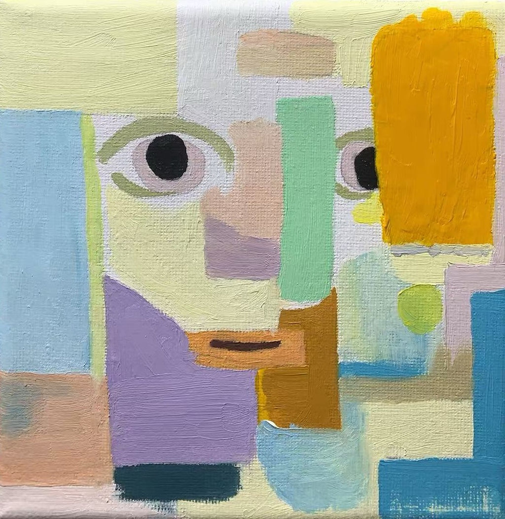 One Of A Kind Original Oil painted | "First Be Happy" Series 1-1 | 6 × 6 inches（approx.）