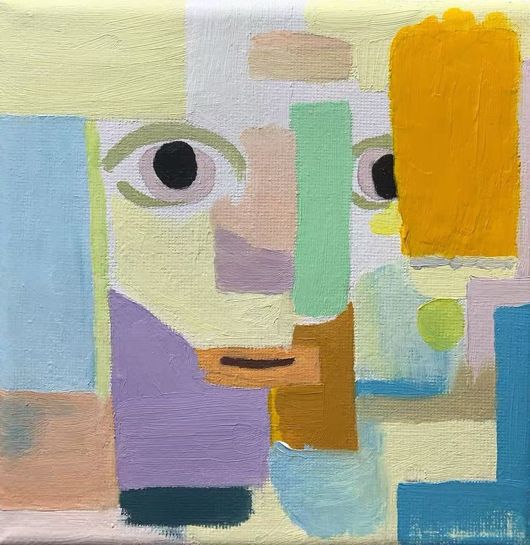 One Of A Kind Original Oil painted | "First Be Happy" Series 1-1 | 6 × 6 inches（approx.）