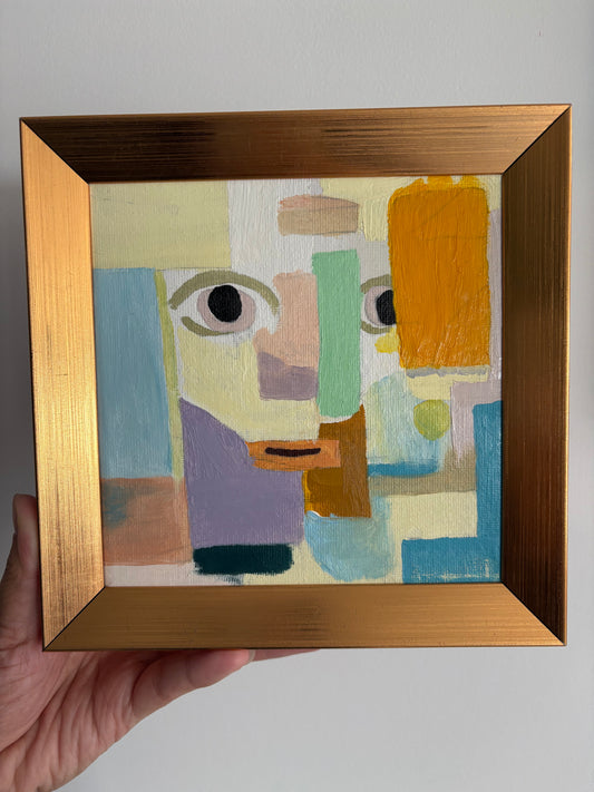 One Of A Kind Original Oil painted | "First Be Happy" Series 1-1 | 6 × 6 inches（approx.）