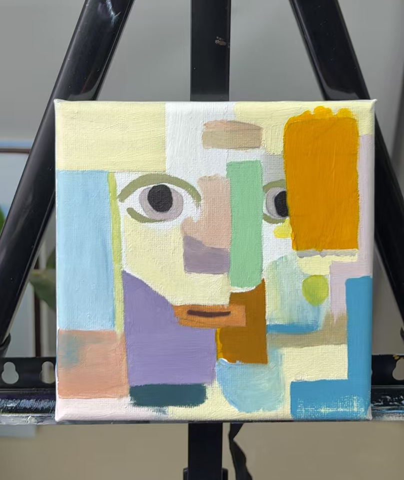 One Of A Kind Original Oil painted | "First Be Happy" Series 1-1 | 6 × 6 inches（approx.）