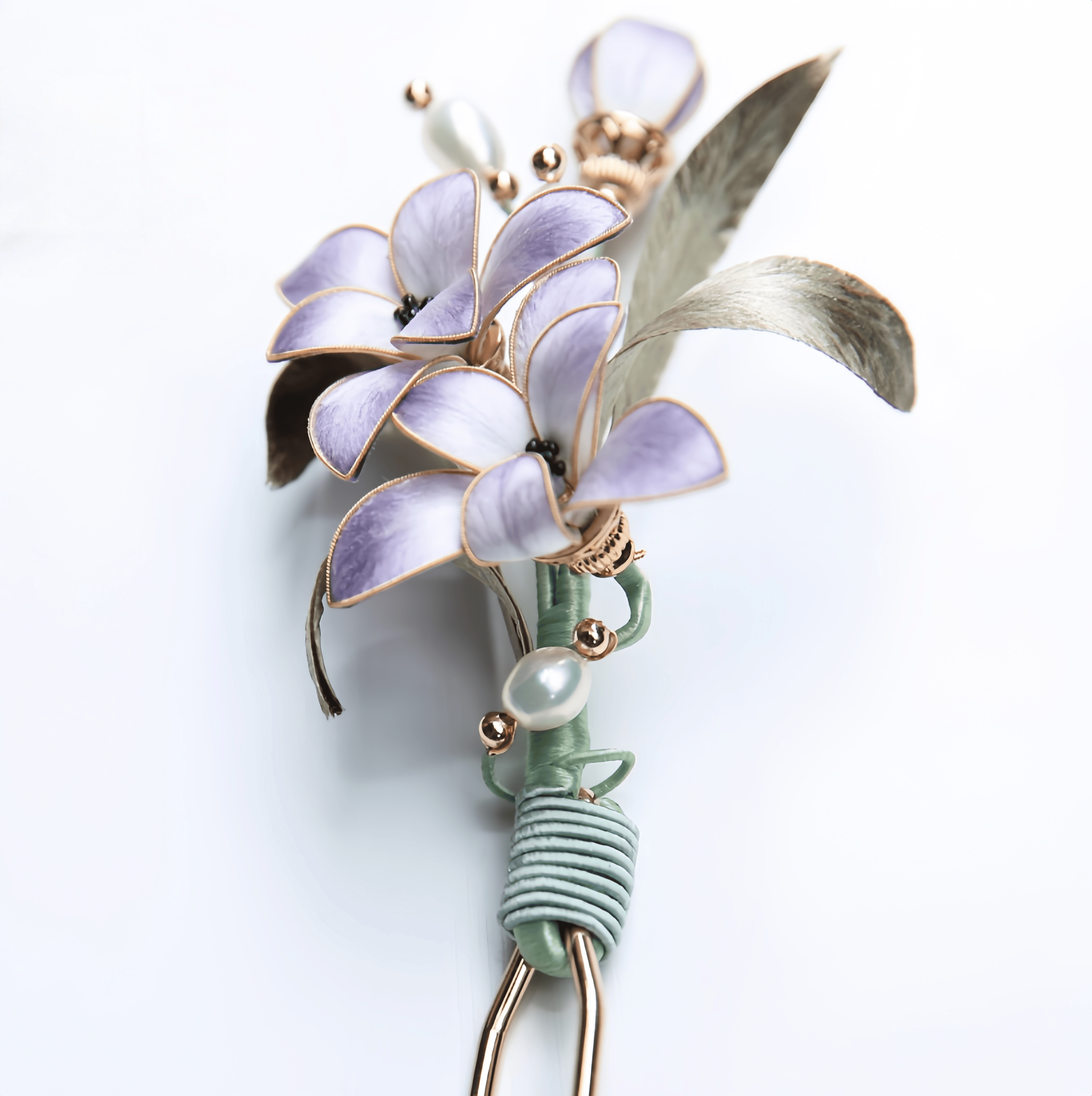 Handcrafted Heritage Purple Cloisonné Orchid U-Shaped Hair Pin