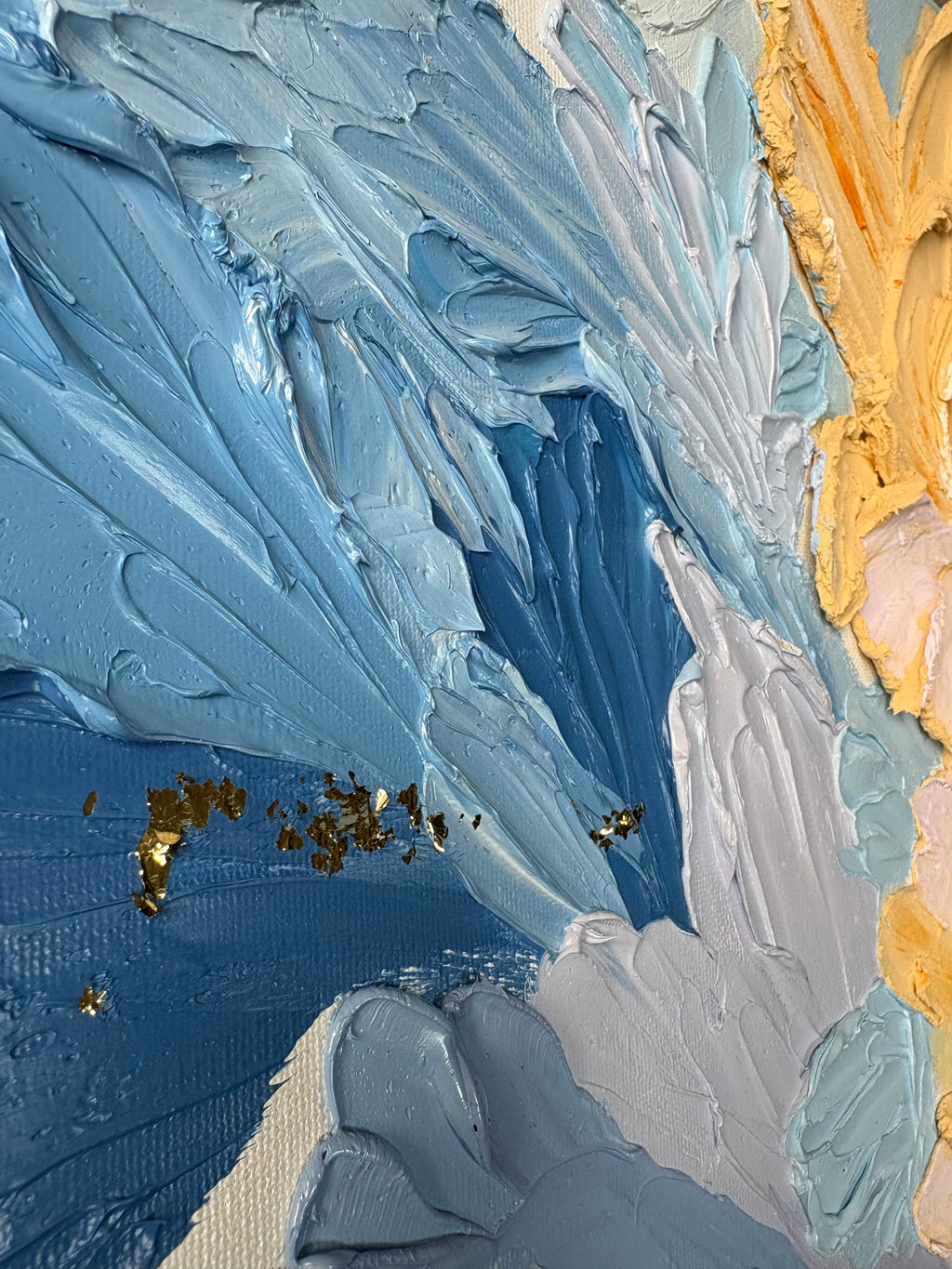 One Of A Kind Original Oil painted | 3D Floral Portrait Impasto Painting 19.7 × 27.5 in