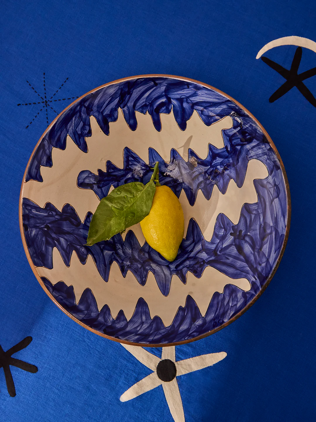 Anut Cairo Stencil Hand-Painted Ceramic Serving Bowl