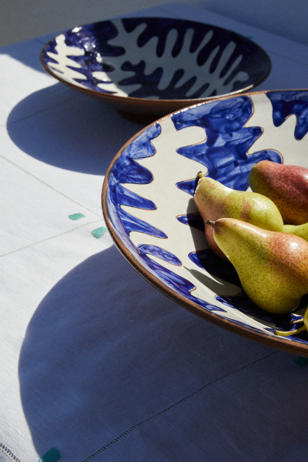 Anut Cairo Stencil Hand-Painted Ceramic Serving Bowl