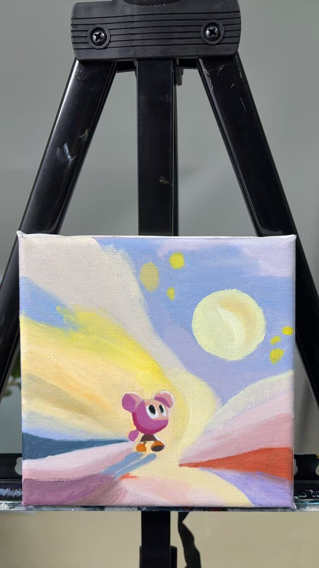 Friend, the road ahead exists--walk boldly Series | Original Oil Painting | Minimalist Art | 6 × 6 inches