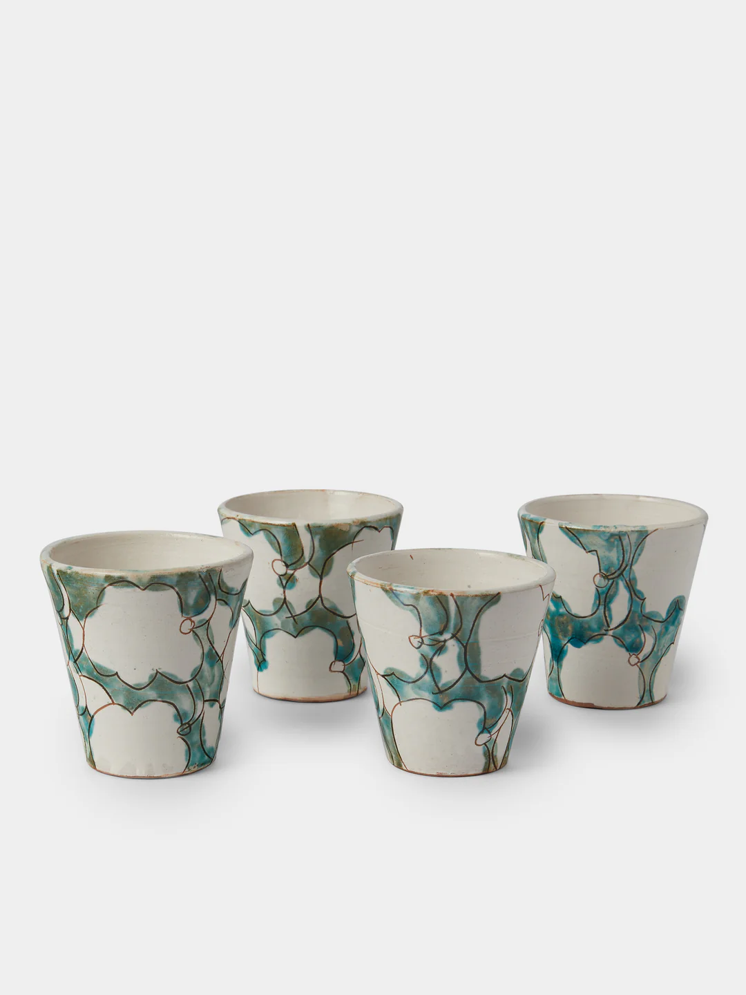 Anut Cairo Cotton Flower Hand-Painted Ceramic Espresso Cups (Set of 4)