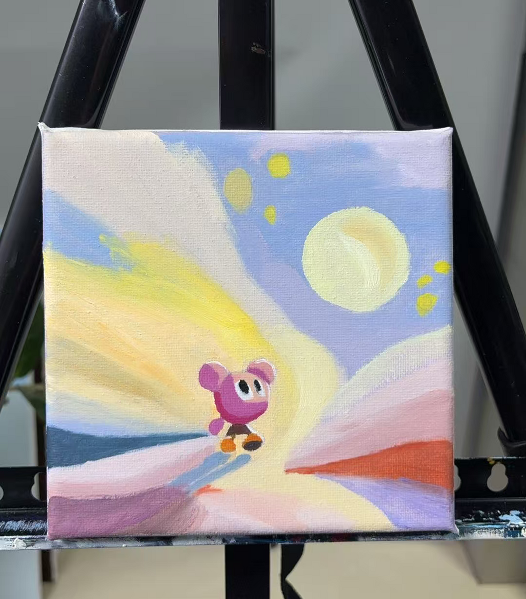 Friend, the road ahead exists--walk boldly Series | Original Oil Painting | Minimalist Art | 6 × 6 inches