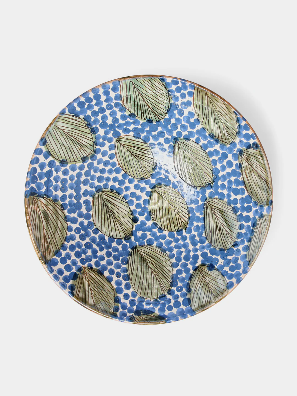 Anut Cairo Leaves Hand-Painted Ceramic Serving Bowl