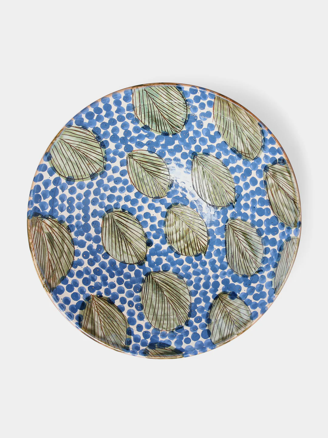 Anut Cairo Leaves Hand-Painted Ceramic Serving Bowl