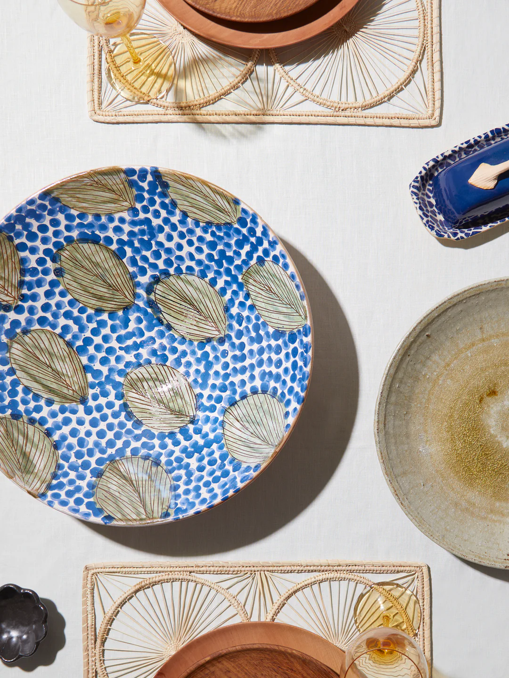 Anut Cairo Leaves Hand-Painted Ceramic Serving Bowl