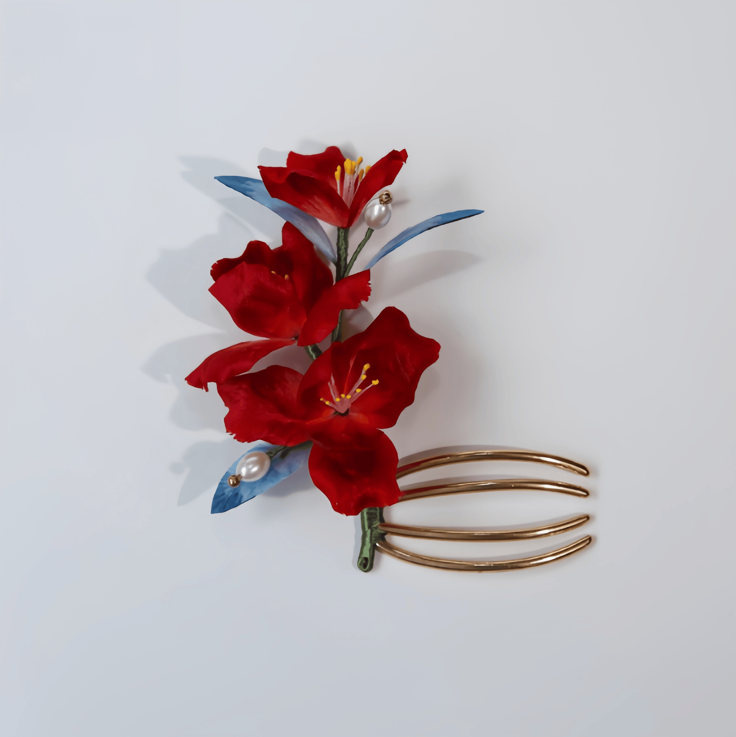 Handcrafted Heritage Silk Flower Red Iris