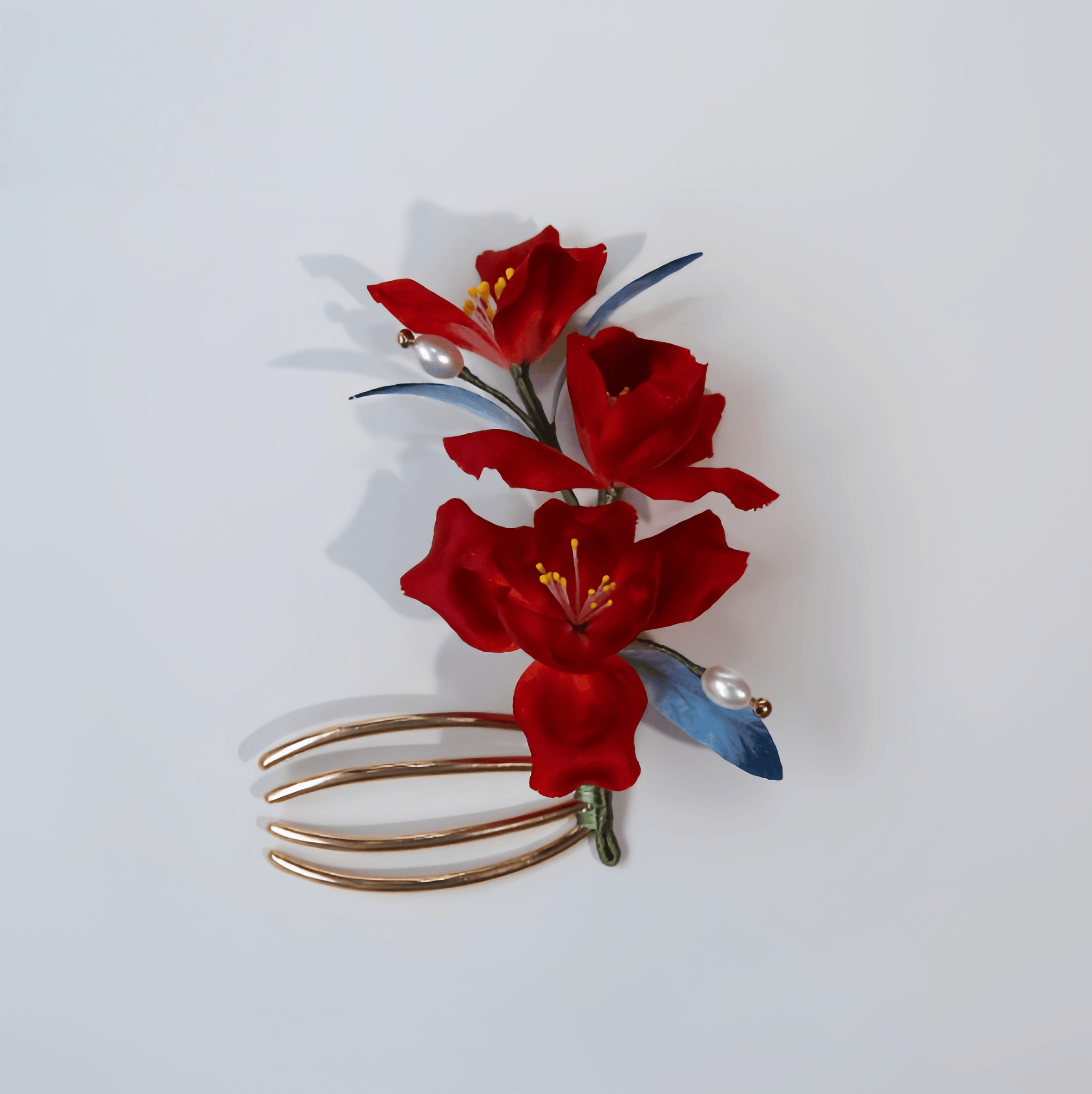 Handcrafted Heritage Silk Flower Red Iris