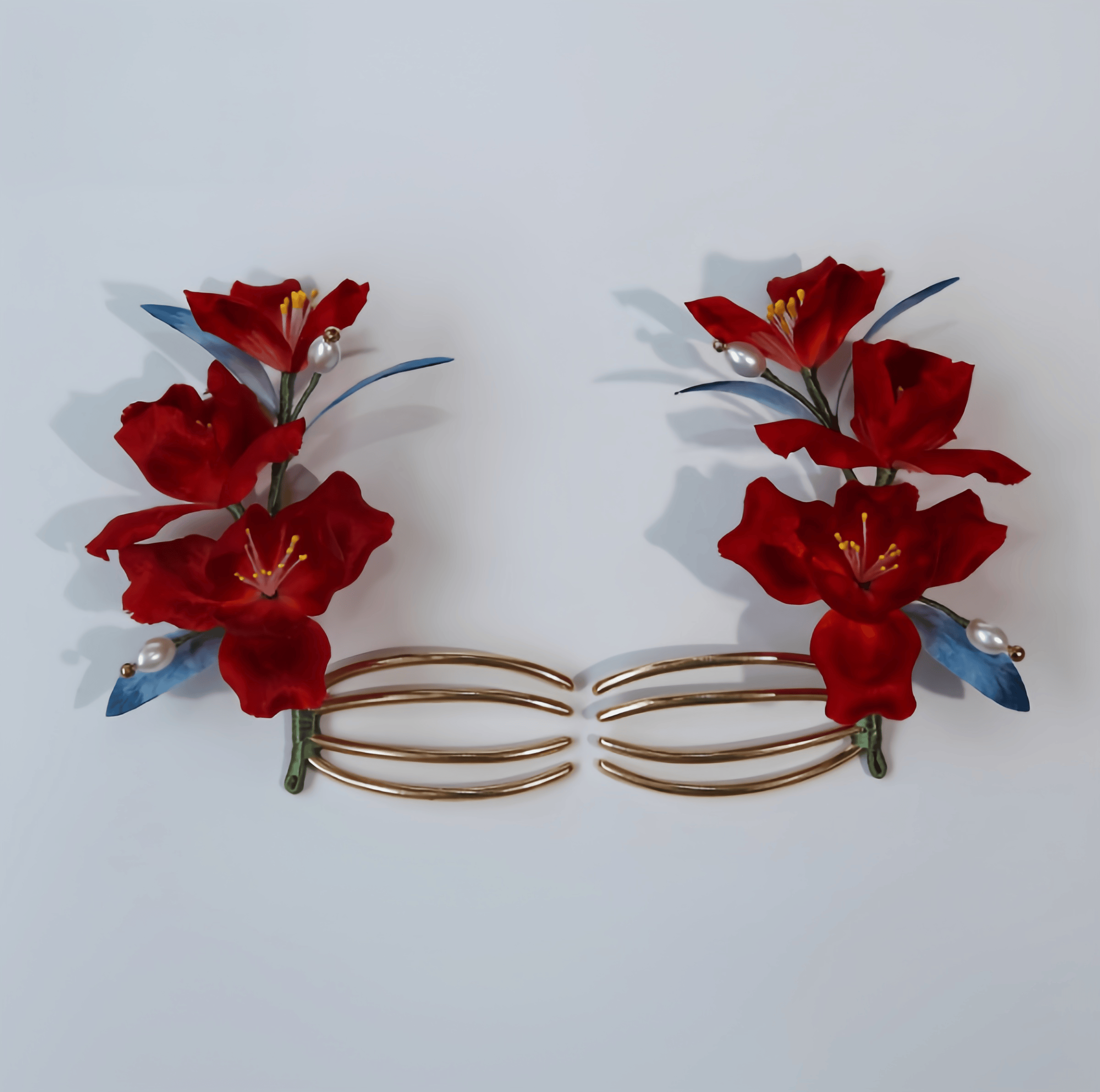 Handcrafted Heritage Silk Flower Red Iris