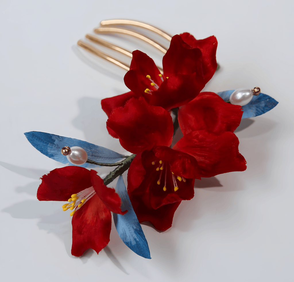 Handcrafted Heritage Silk Flower Red Iris