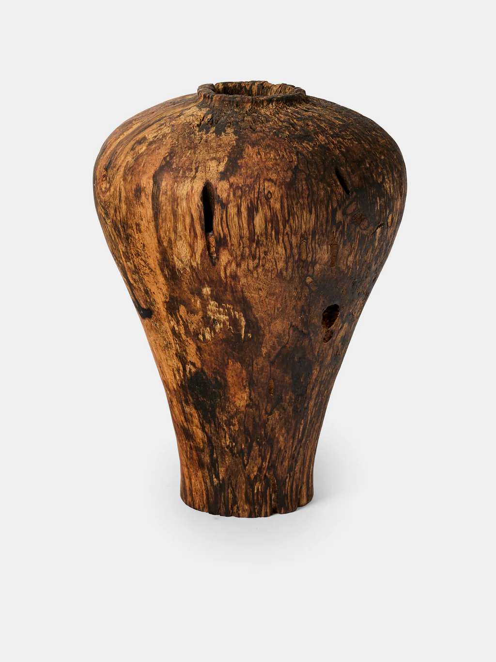 Iida Woodturning Hand-Turned Persimmon Oiled Earth-Finish Vase (10in/26cm)