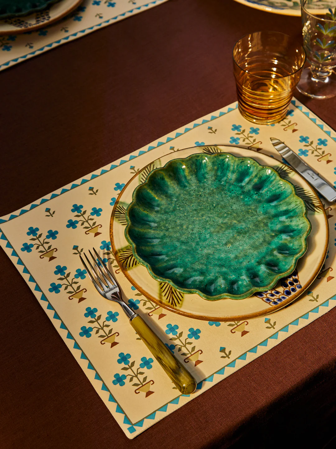 Anut Cairo Ottoman Vase Hand-Printed Cotton Placemats (Set of 4)