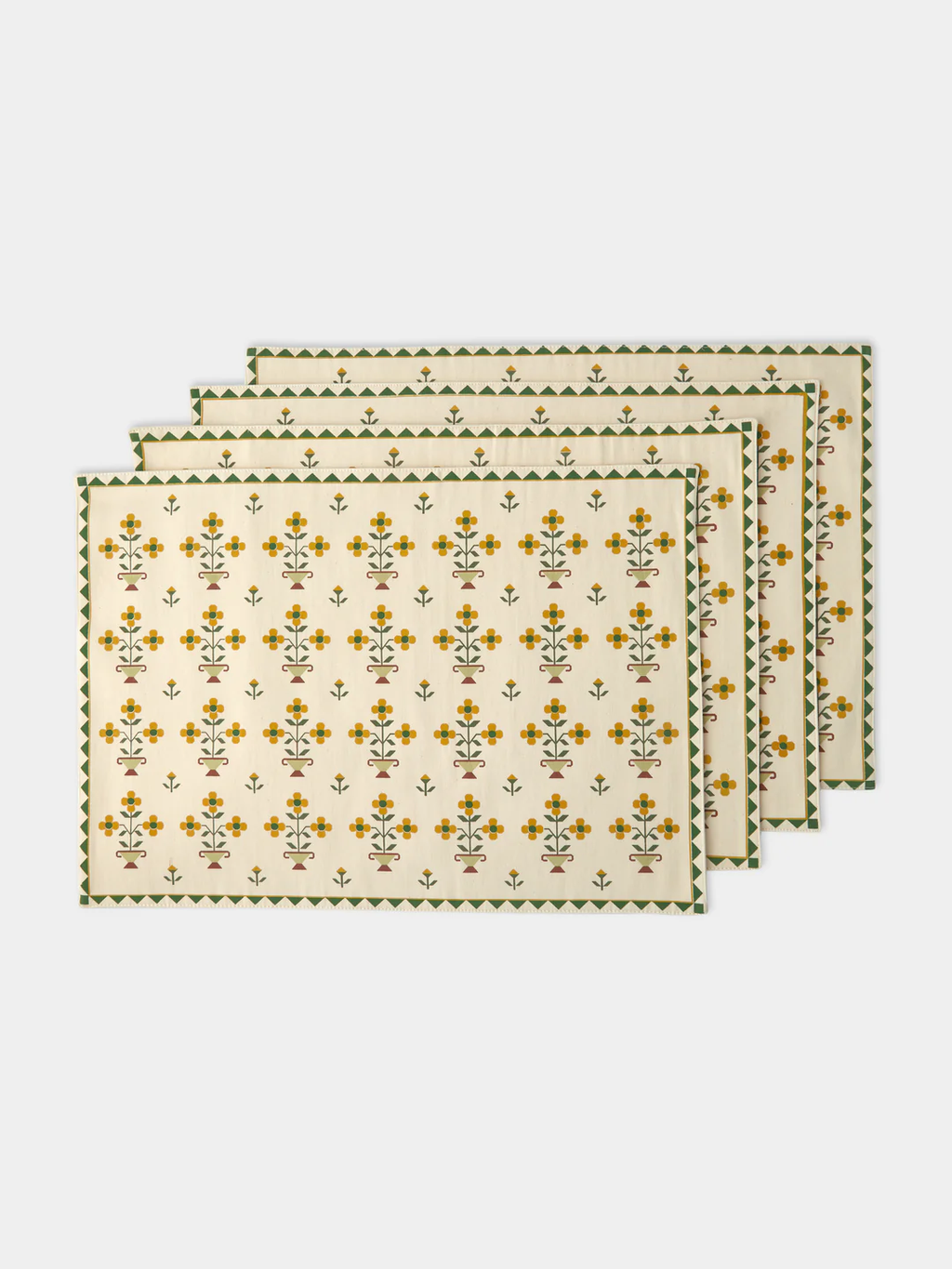 Anut Cairo Ottoman Vase Hand-Printed Cotton Placemats (Set of 4)