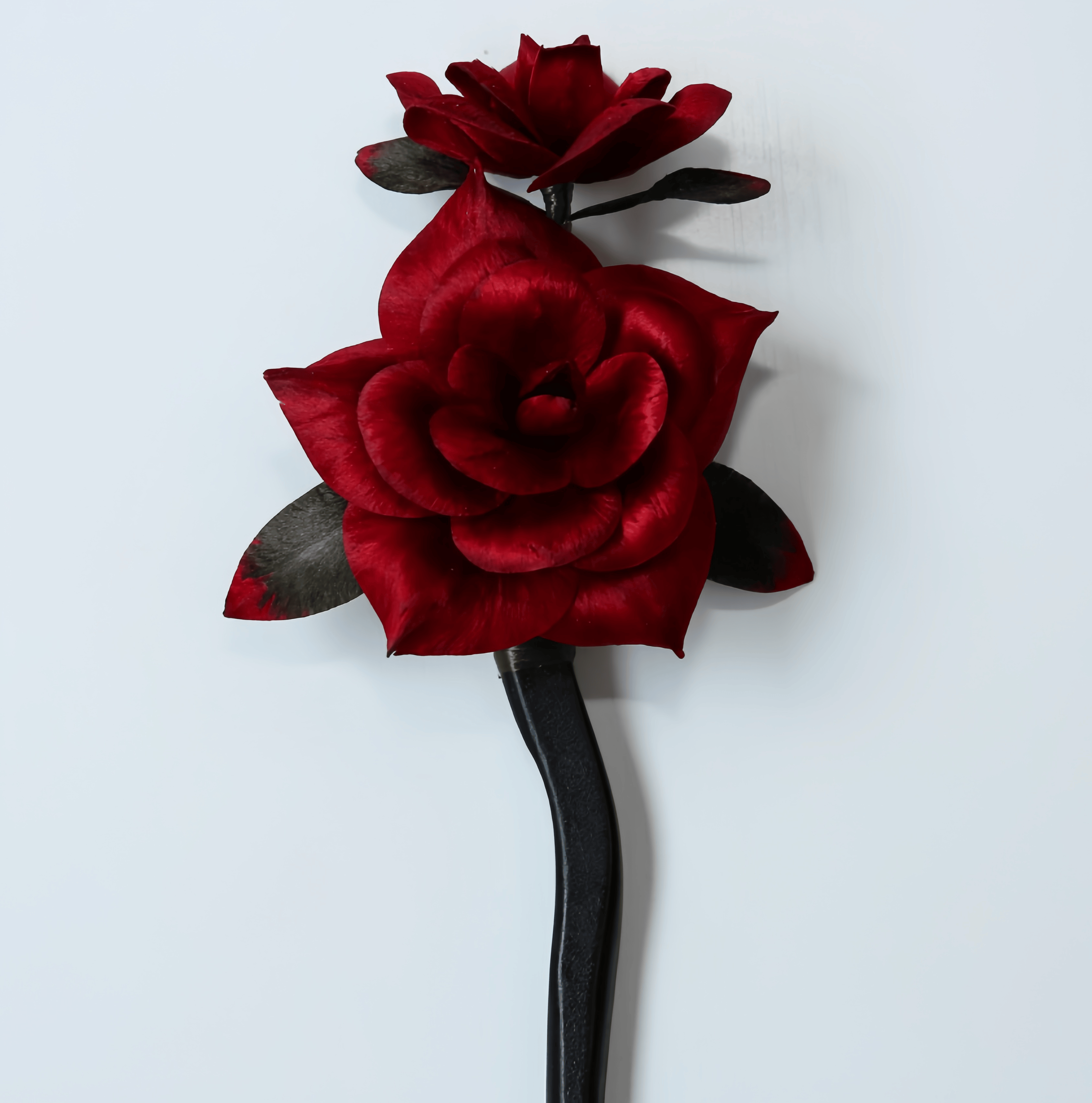 Handcrafted Heritage Silk Flower Red Rose Silk Hairpin