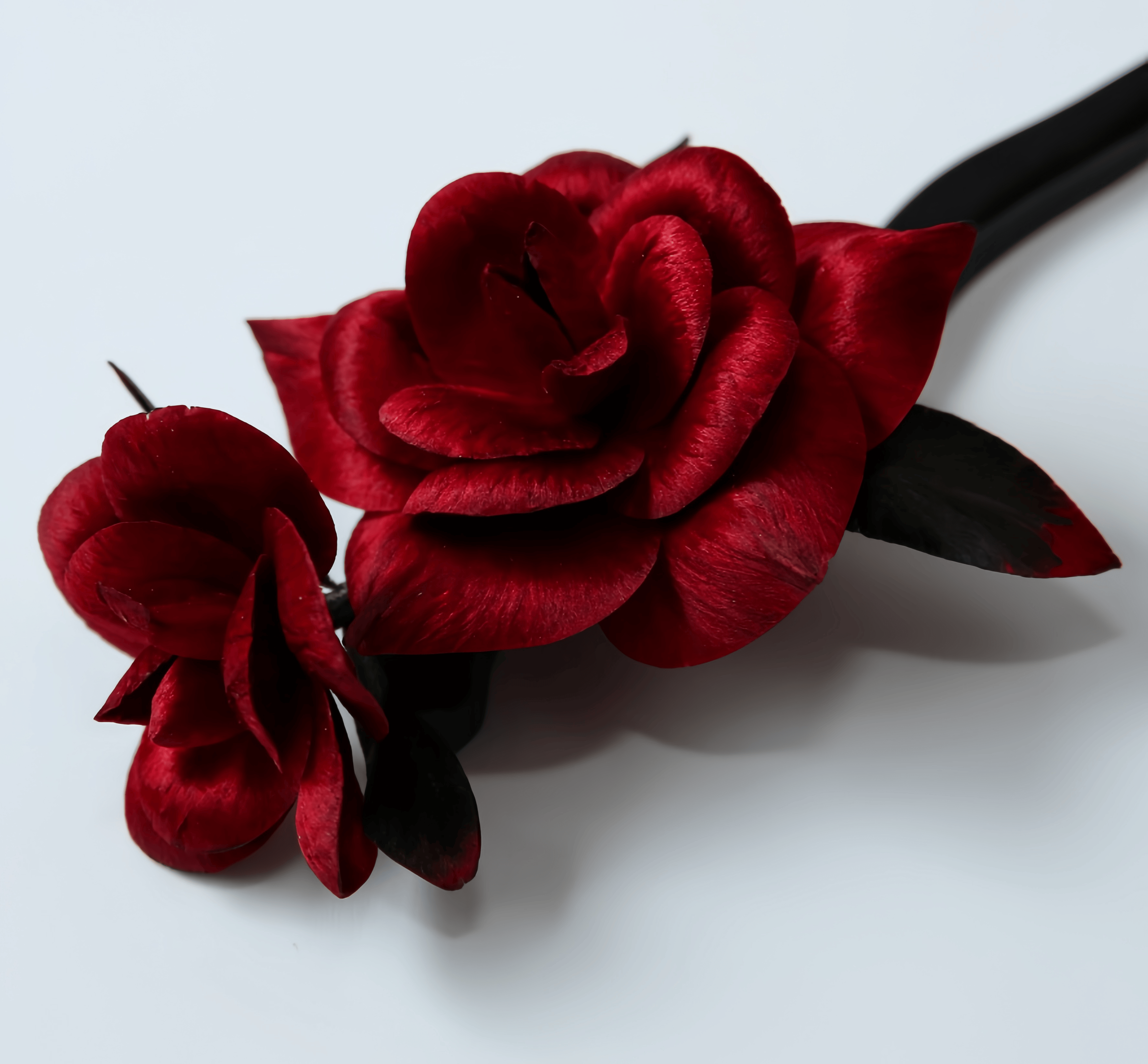 Handcrafted Heritage Silk Flower Red Rose Silk Hairpin