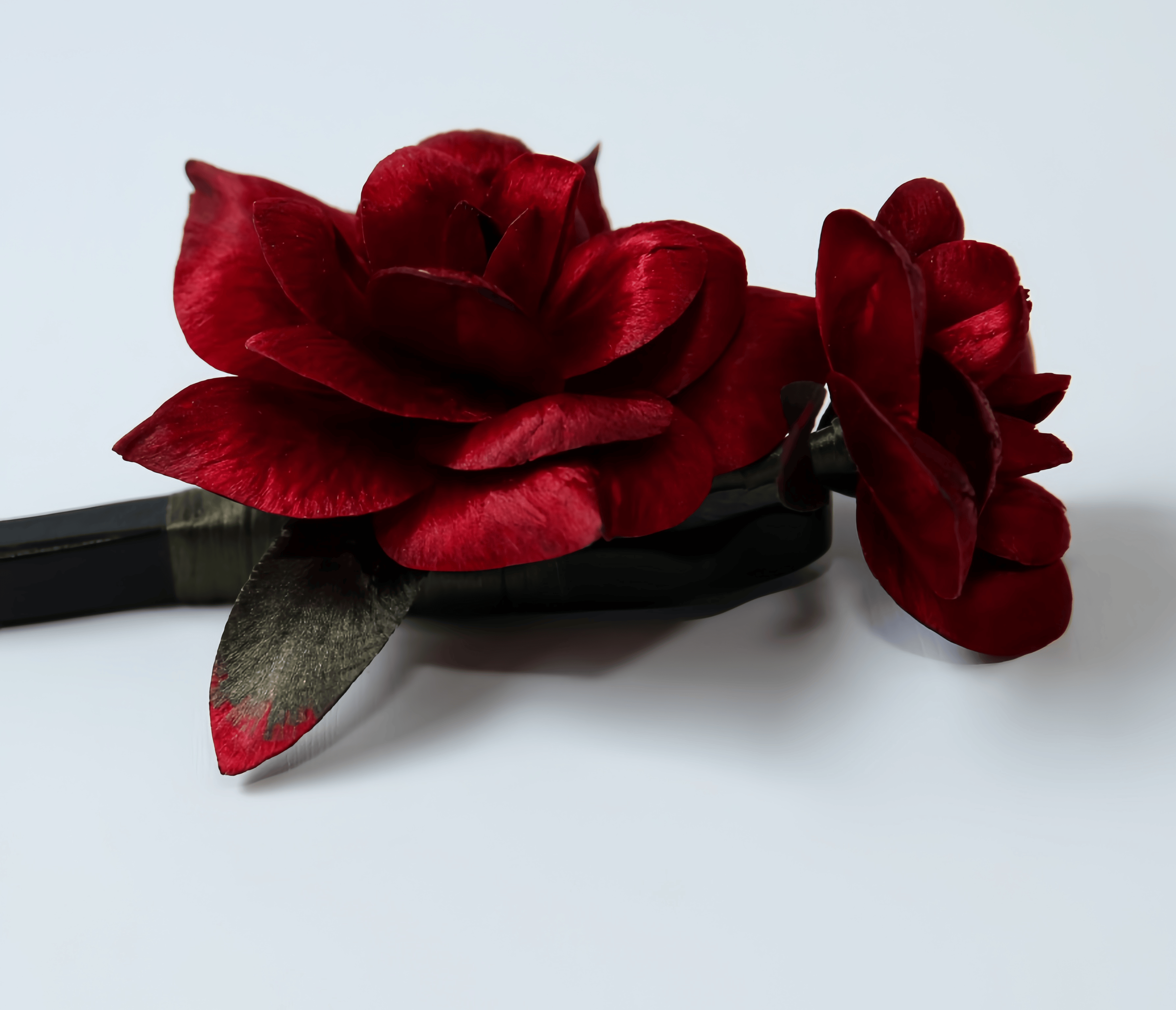 Handcrafted Heritage Silk Flower Red Rose Silk Hairpin