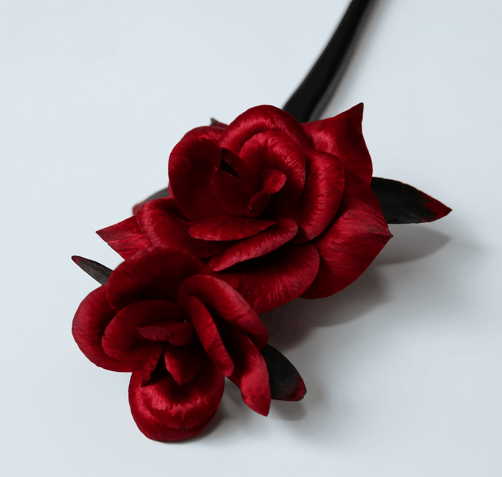 Handcrafted Heritage Silk Flower Red Rose Silk Hairpin