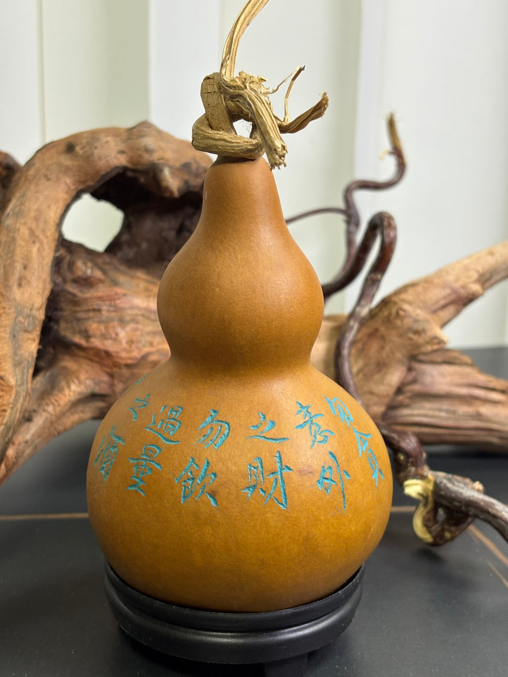 One of a Kind Gourd by 80 Year Old Calligraphy Master 5.12"