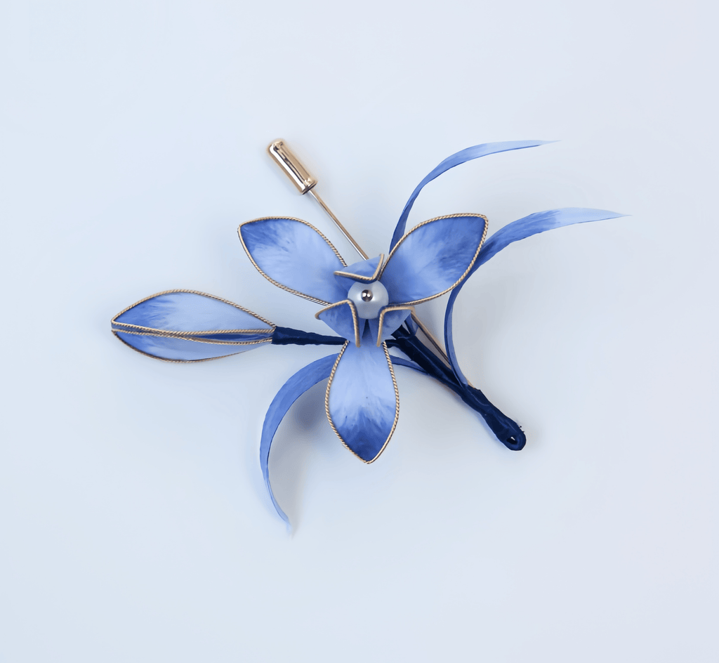 Handcrafted Silk Orchid Brooch