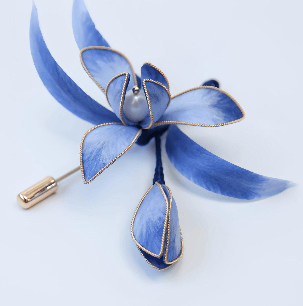 Handcrafted Silk Orchid Brooch