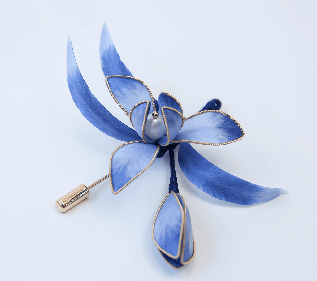 Handcrafted Silk Orchid Brooch